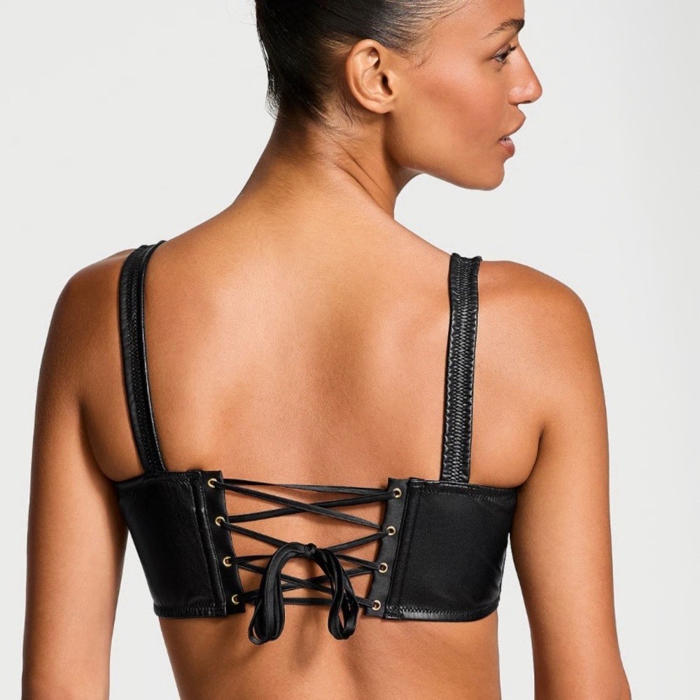 Victoria's Secret Black Faux Leather Bralette - Picture 2 of 9